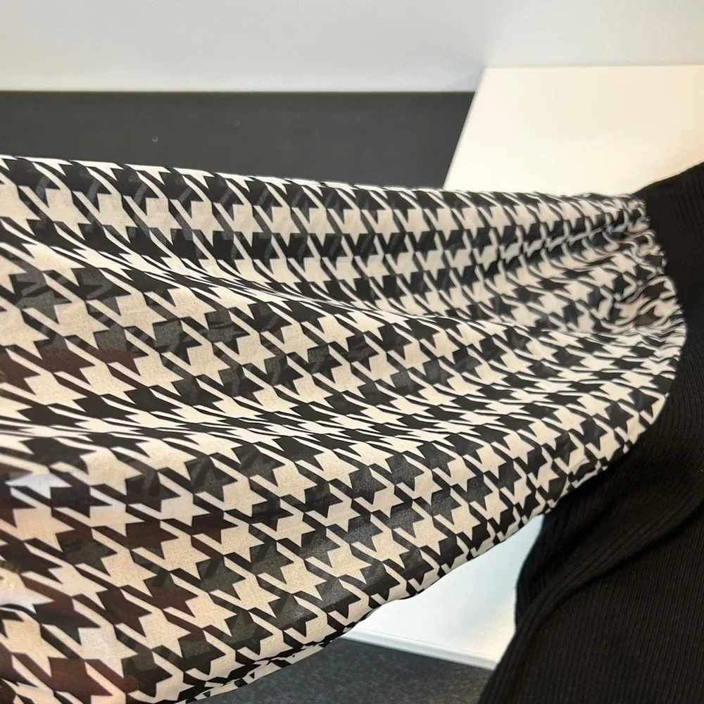 Design History Printed Houndstooth Chiffon Long Sleeve Sweater Women’s‎ Size - Picture 6 of 12